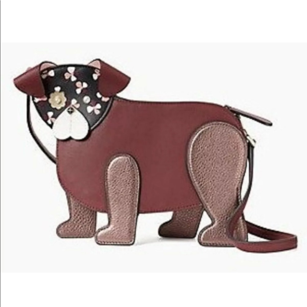 Kate Spade Floral Dog Crossbody Bag Cherrywood Novelty Pup Purse Leather Kawaii - Picture 6 of 12
